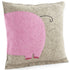 Handmade Pillow in Hand Felted Wool - Pink Elephant on Gray - 18" - ARCADIA HOME
